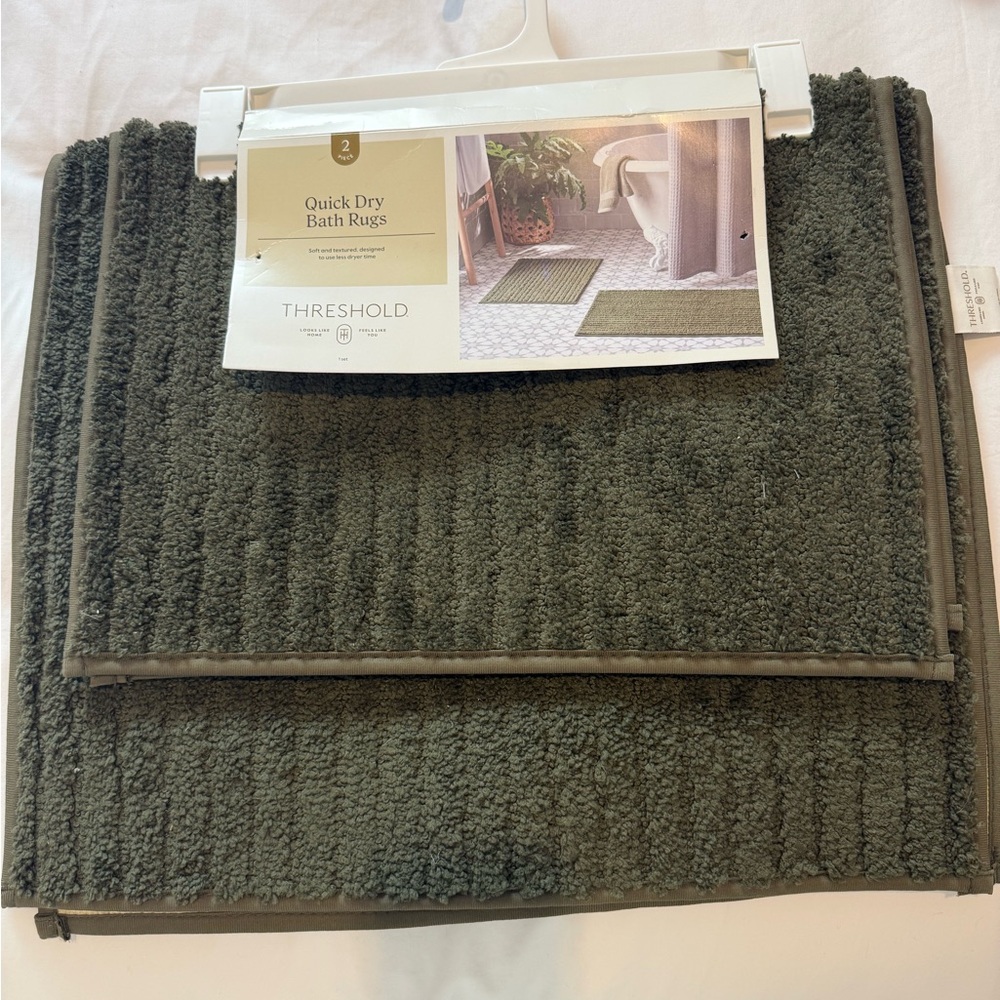 Threshold Quick Dry Bath Rug Set - Dark Green